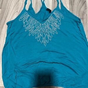 Spoiled Turquoise Blouse with Embroidery